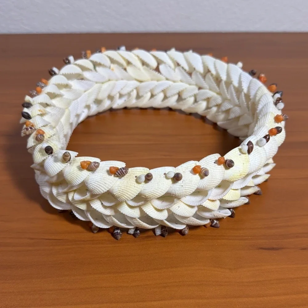 Bora Bora French Polynesian Seashell Wedding Head Lei Bridal Crown Handmade 9